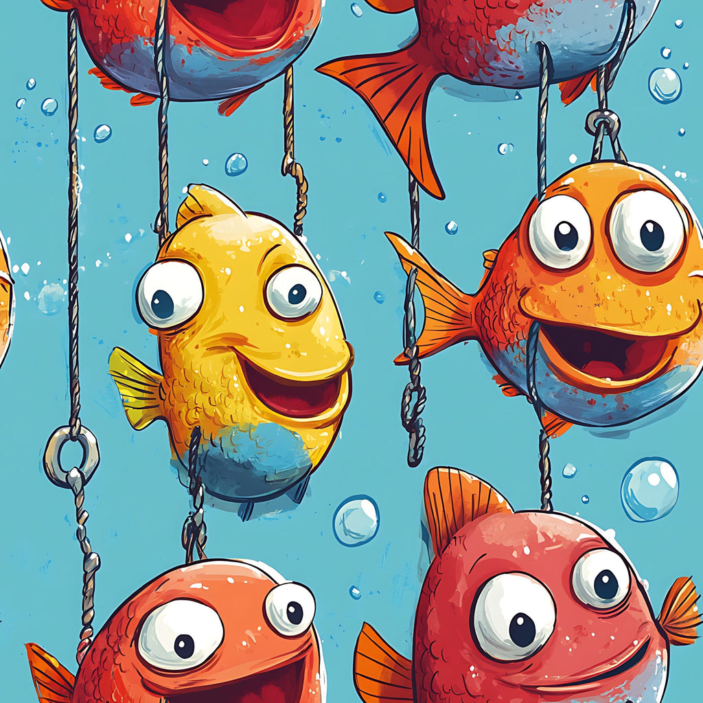 Funny Fish Faces Pattern 15 Minky Fabric