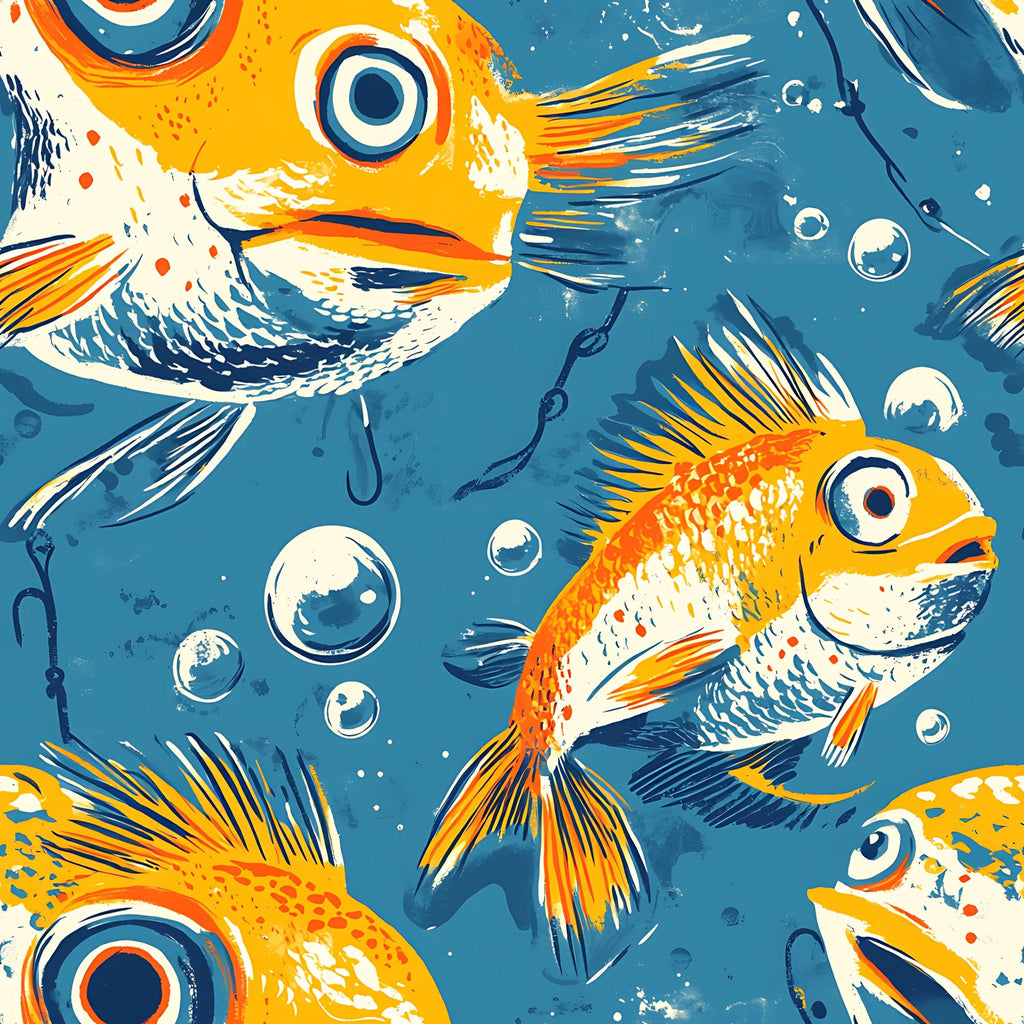 Funny Fish Faces Pattern 17 Minky Fabric