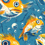 Funny Fish Faces Pattern 17 Minky Fabric
