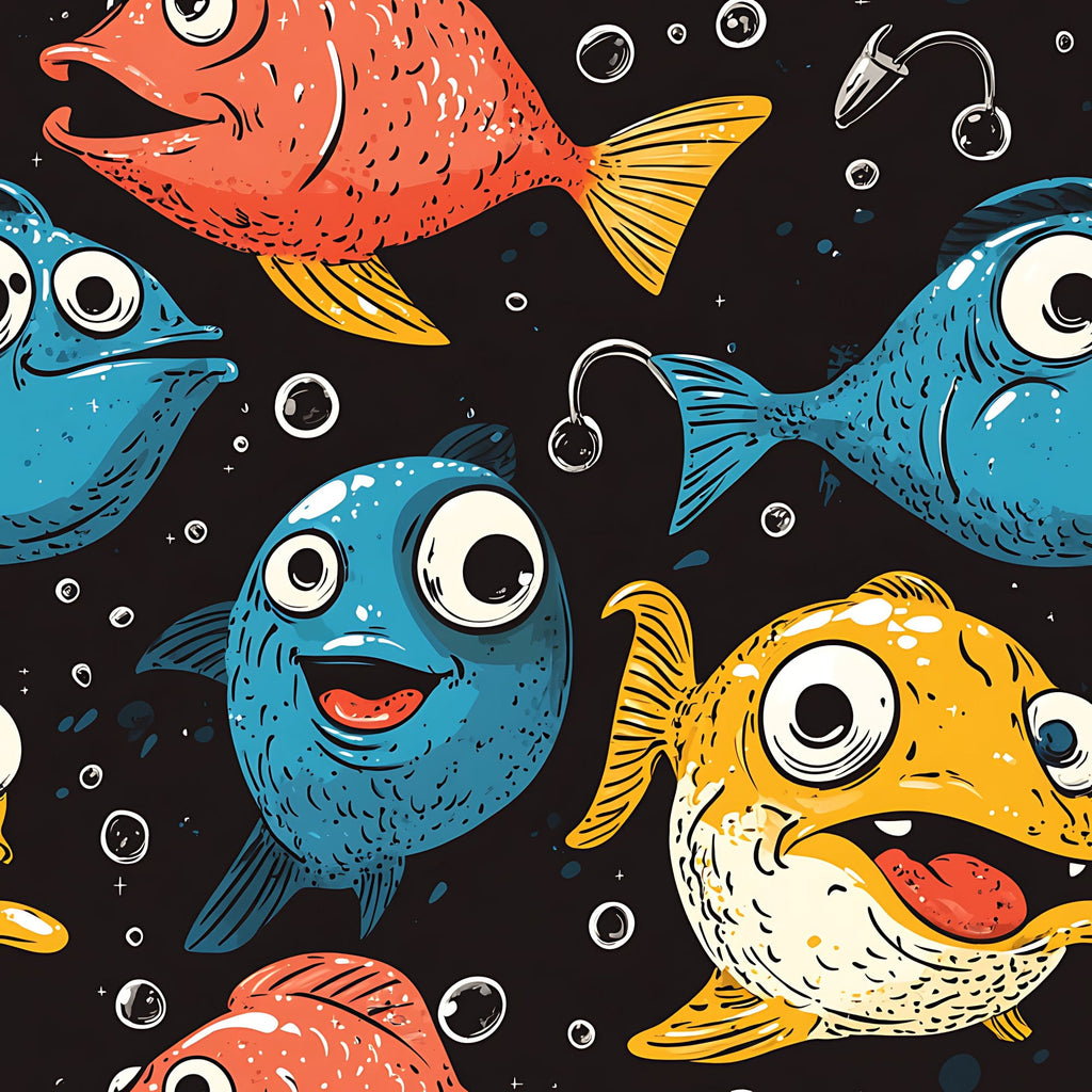 Funny Fish Faces Pattern 18 Minky Fabric