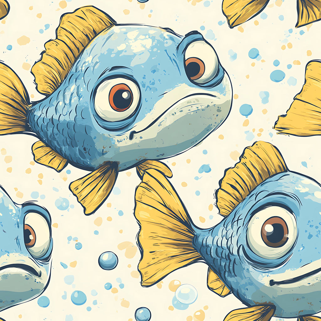 Funny Fish Faces Pattern 19 Minky Fabric