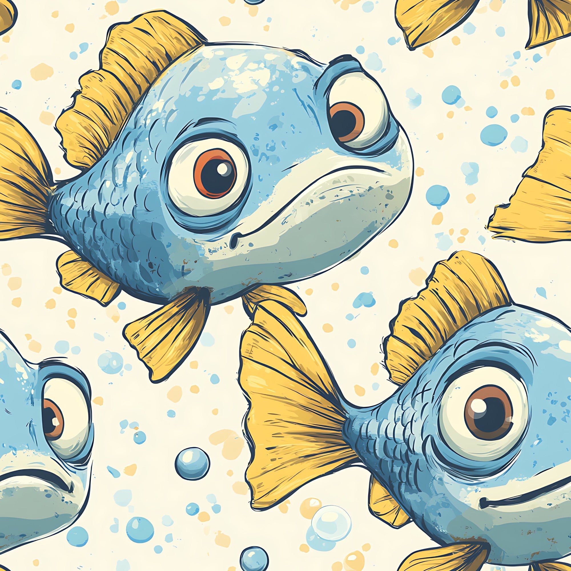 Funny Fish Faces Pattern 19 Minky Fabric