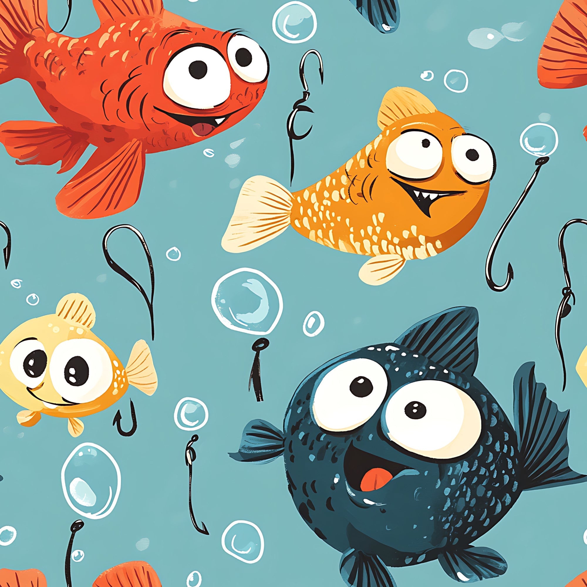 Funny Fish Faces Pattern 20 Minky Fabric
