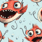 Funny Fish Faces Pattern 4 Minky Fabric