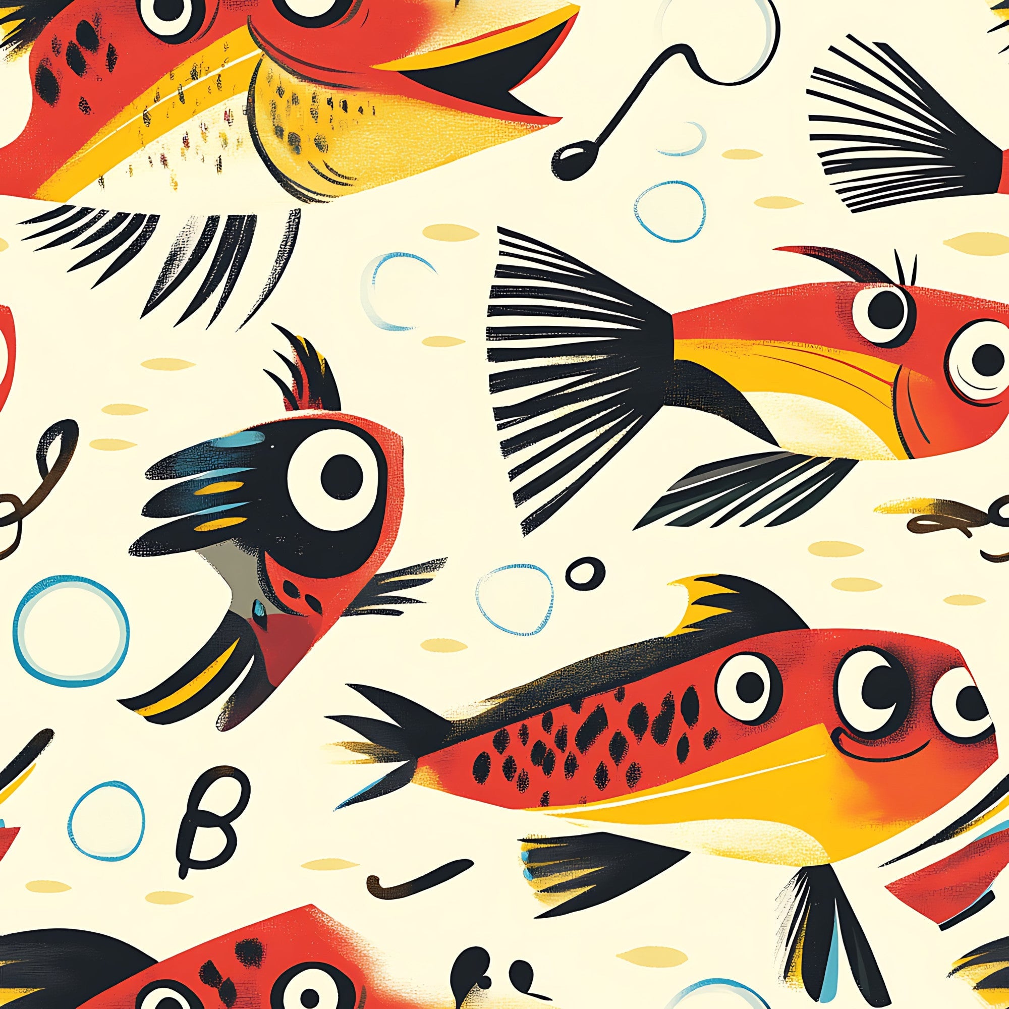 Funny Fish Faces Pattern 5 Minky Fabric