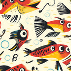 Funny Fish Faces Pattern 5 Minky Fabric