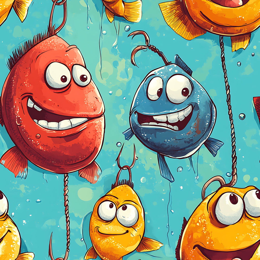 Funny Fish Faces Pattern 6 Minky Fabric