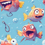 Funny Fish Faces Pattern 7 Minky Fabric