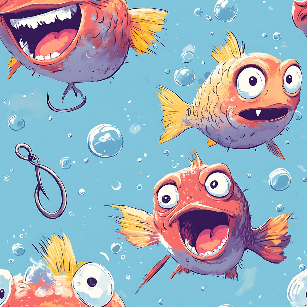 Funny Fish Faces Pattern 7 Minky Fabric