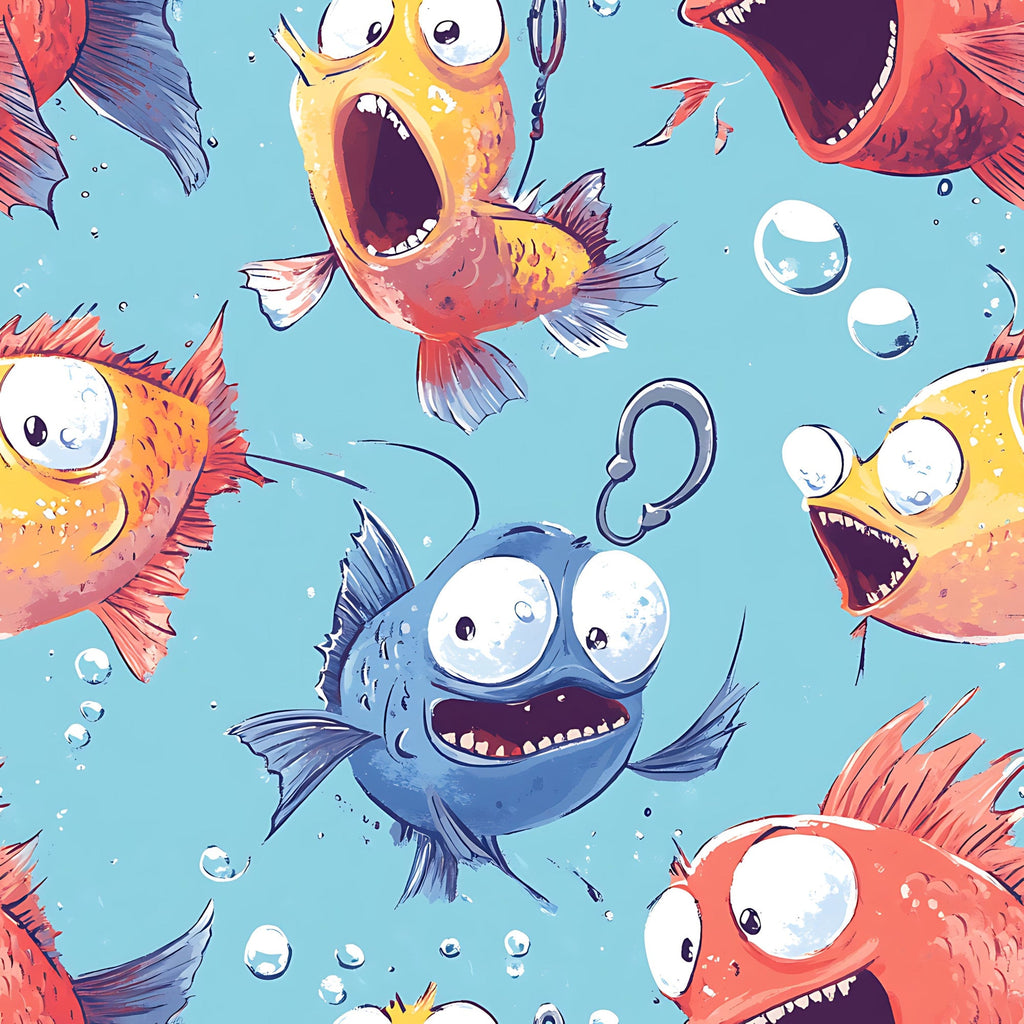 Funny Fish Faces Pattern 9 Minky Fabric