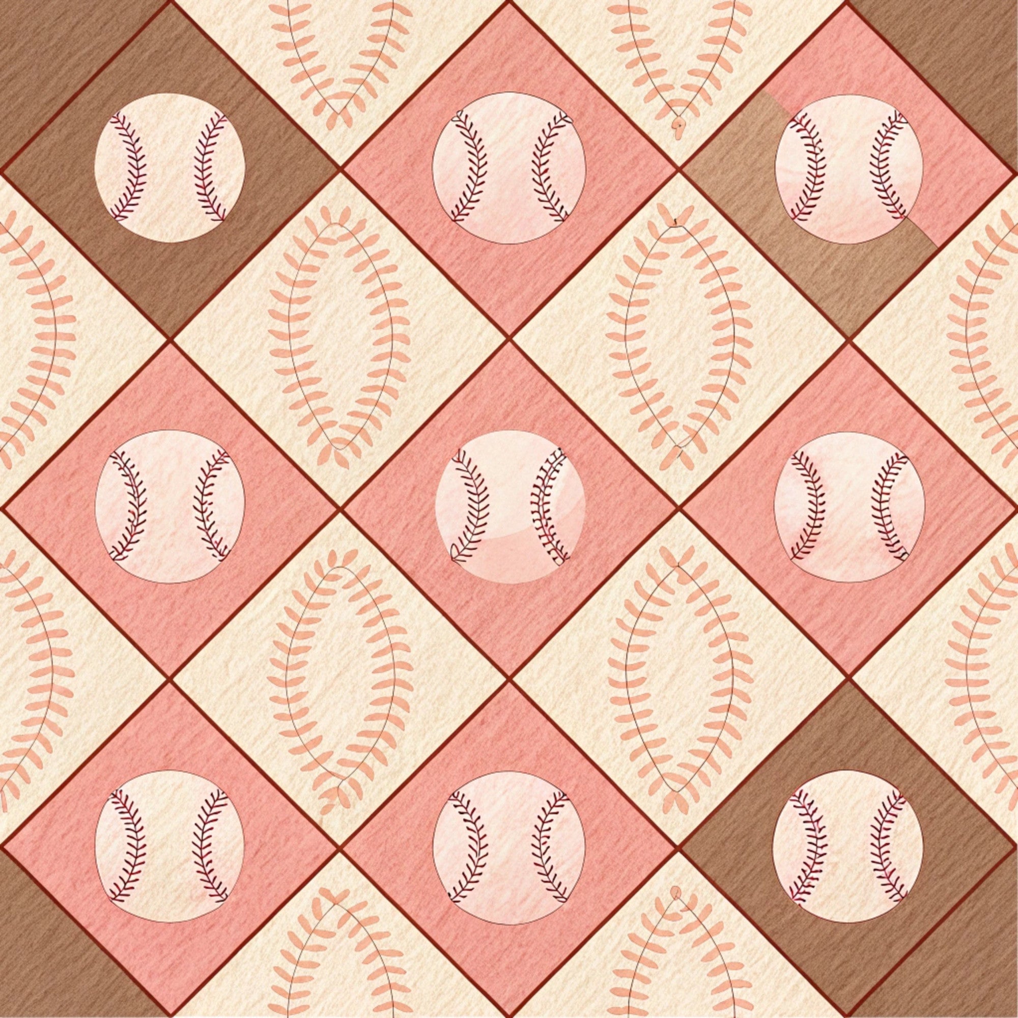 Vintage Ballpark Pattern 3 Minky Fabric
