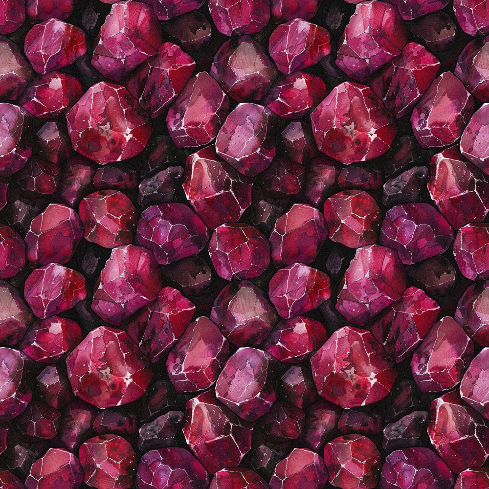 garnet, gemstones, crystals, burgundy, deep red, magenta, pink, purple, wine, maroon, geometric pattern, mineral pattern, rock formations, faceted gems, repeating design, luxurious, rich colors,, fabric panel, jewel tones, sparkly, crystalline, natural stones