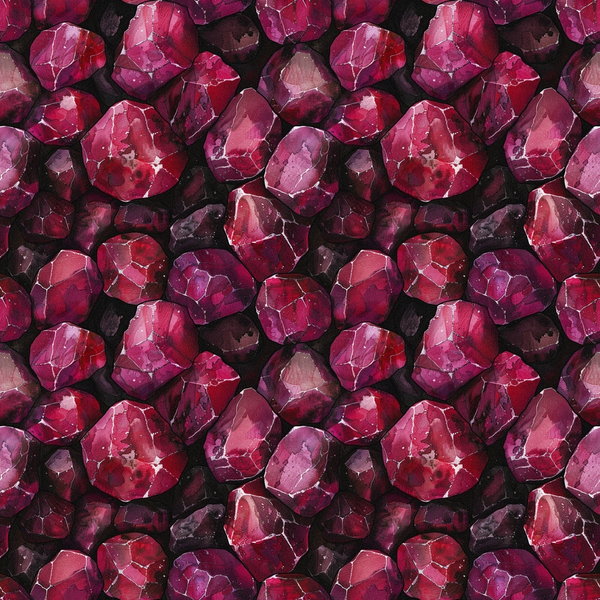garnet, gemstones, crystals, burgundy, deep red, magenta, pink, purple, wine, maroon, geometric pattern, mineral pattern, rock formations, faceted gems, repeating design, luxurious, rich colors,, fabric panel, jewel tones, sparkly, crystalline, natural stones