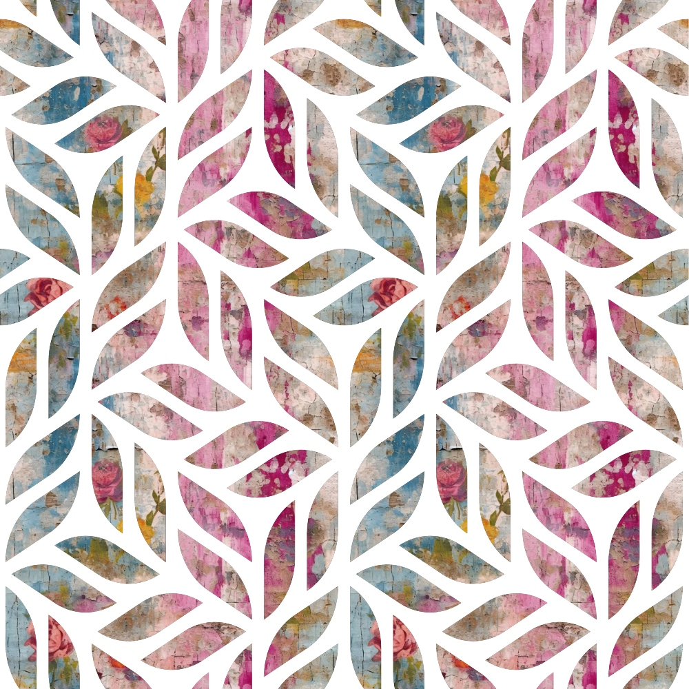 pink, blue, watercolor, grunge, distressed, floral, roses, leaf pattern, organic shapes, botanical, abstract, vintage style, textured,, fabric panel, feminine, artistic, painted effect, nature motifs, soft pastels
