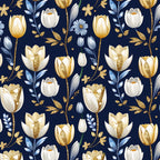 Gilded Midnight Tulips Pattern 1 Minky Fabric
