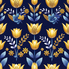 Gilded Midnight Tulips Pattern 10 Minky Fabric