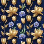 Gilded Midnight Tulips Pattern 14 Minky Fabric