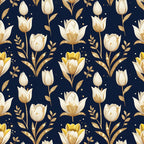 Gilded Midnight Tulips Pattern 3 Minky Fabric
