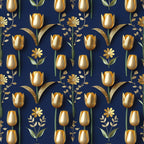 Gilded Midnight Tulips Pattern 4 Minky Fabric