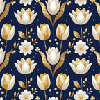 Gilded Midnight Tulips Pattern 5 Minky Fabric