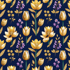 Gilded Midnight Tulips Pattern 6 Minky Fabric