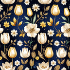 Gilded Midnight Tulips Pattern 7 Minky Fabric