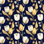 Gilded Midnight Tulips Pattern 9 Minky Fabric