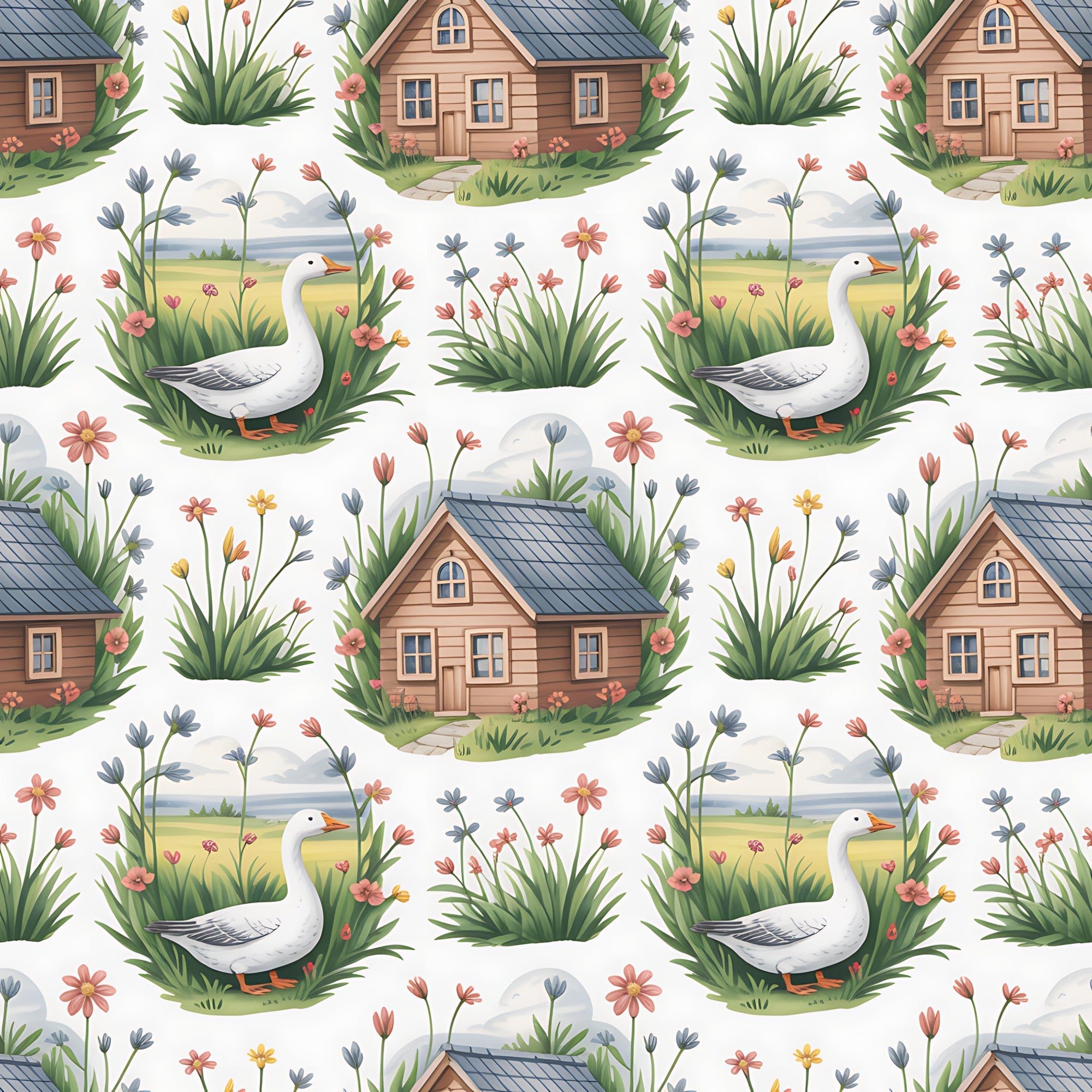 Gosling Garden Pattern 13 Minky Fabric