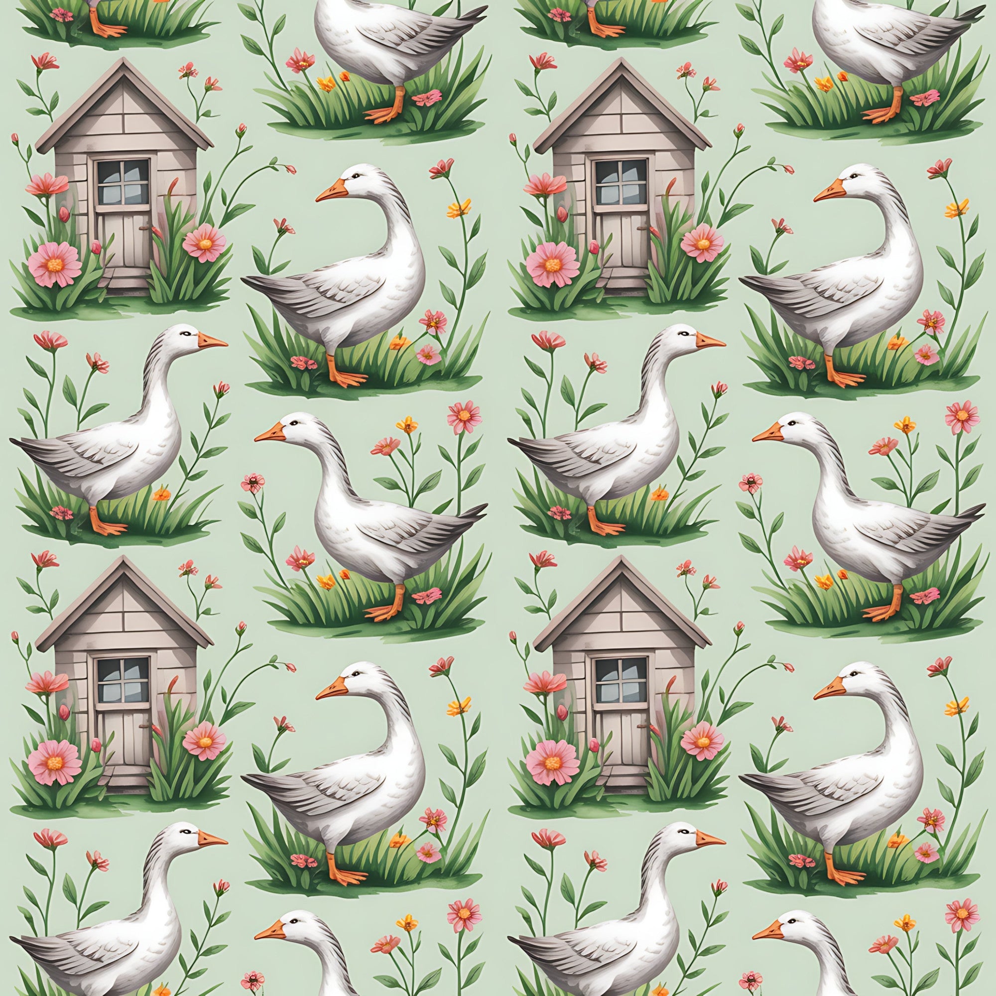 Gosling Garden Pattern 15 Minky Fabric