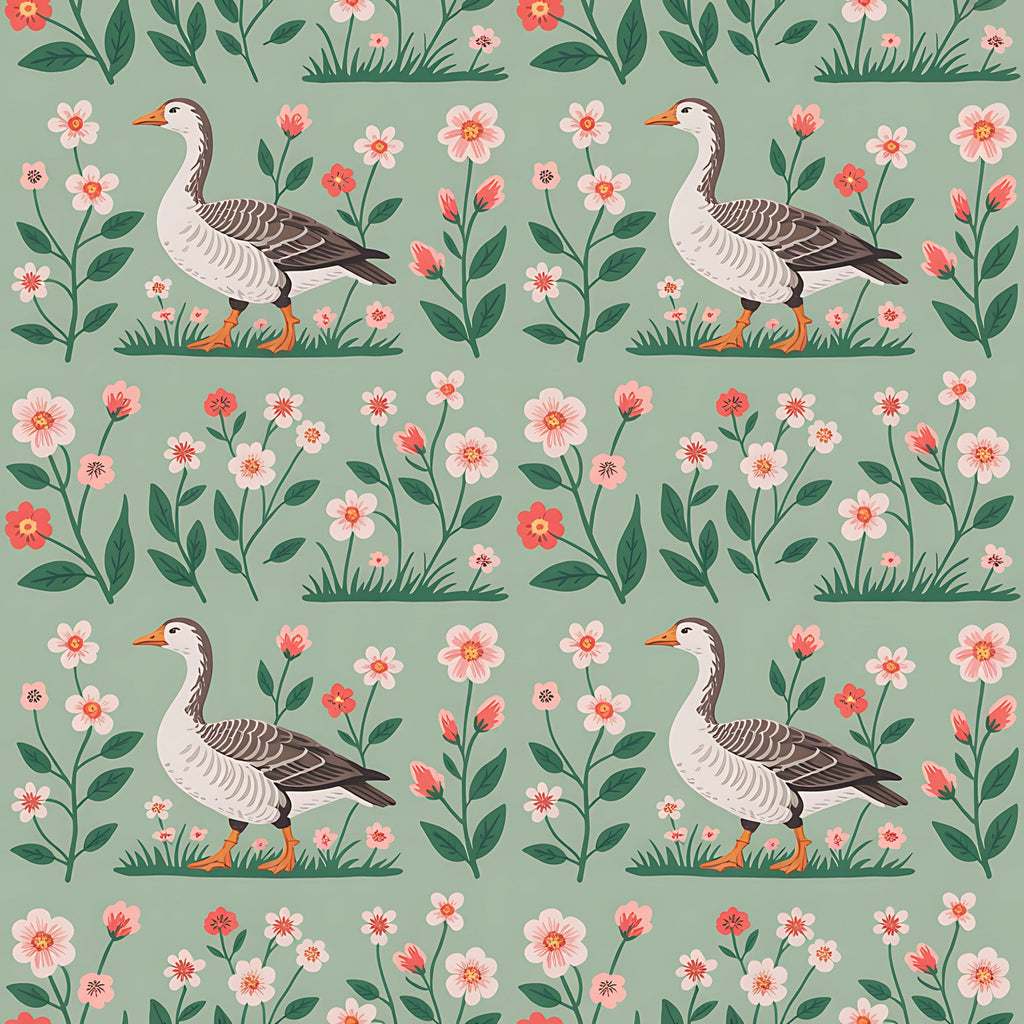 Gosling Garden Pattern 20 Minky Fabric