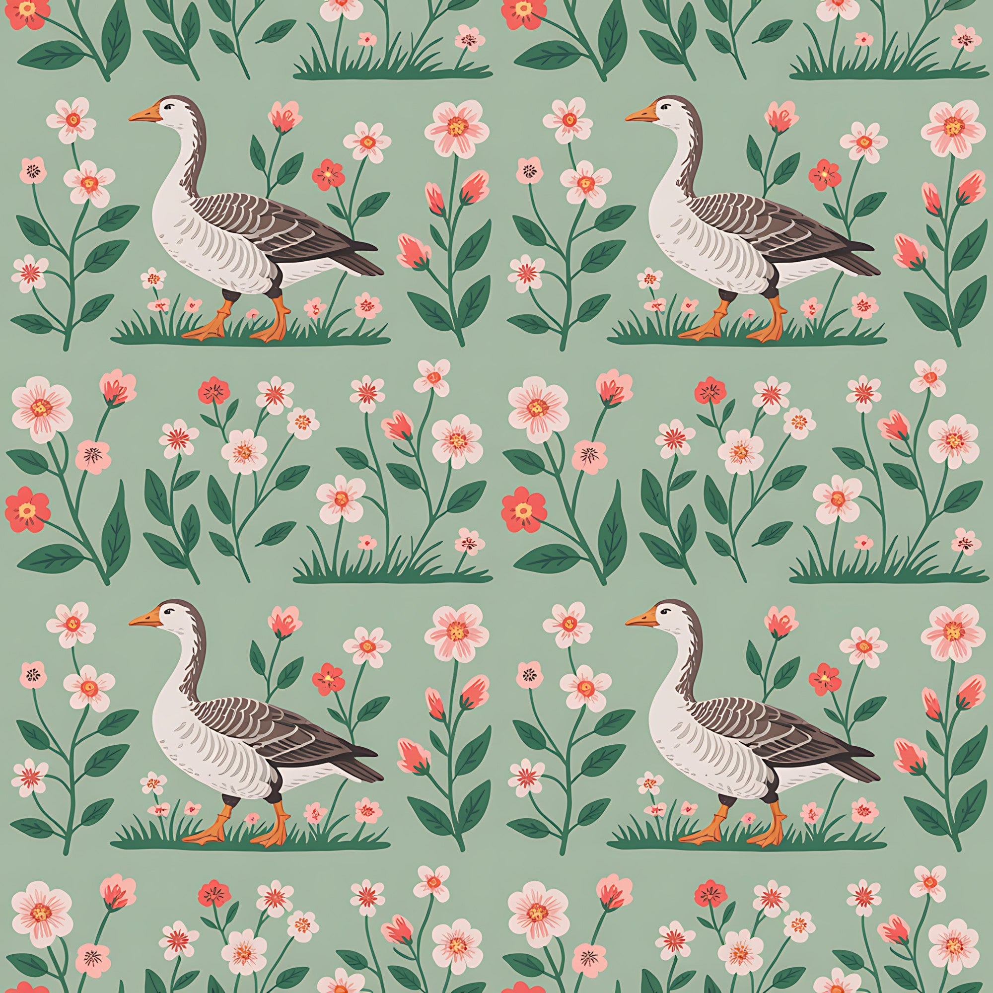 Gosling Garden Pattern 20 Minky Fabric