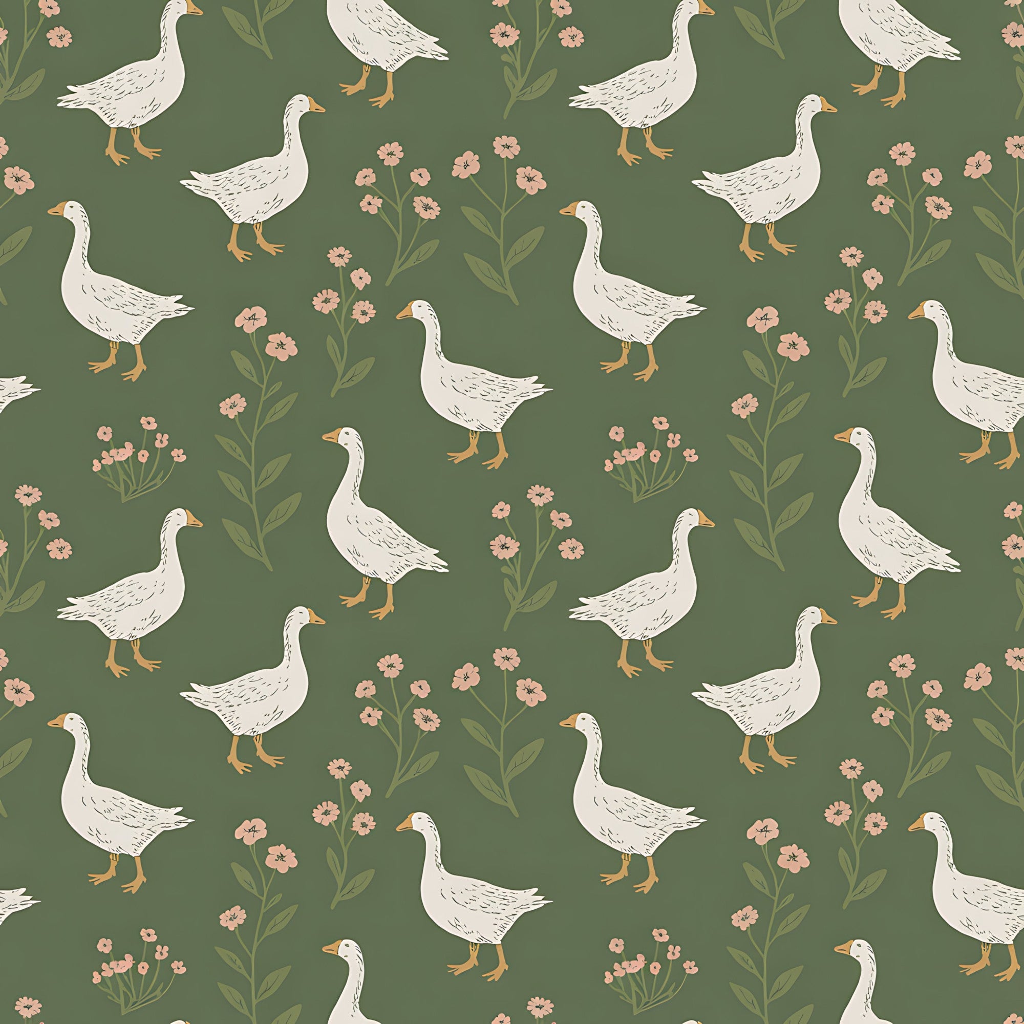 Gosling Garden Pattern 25 Minky Fabric