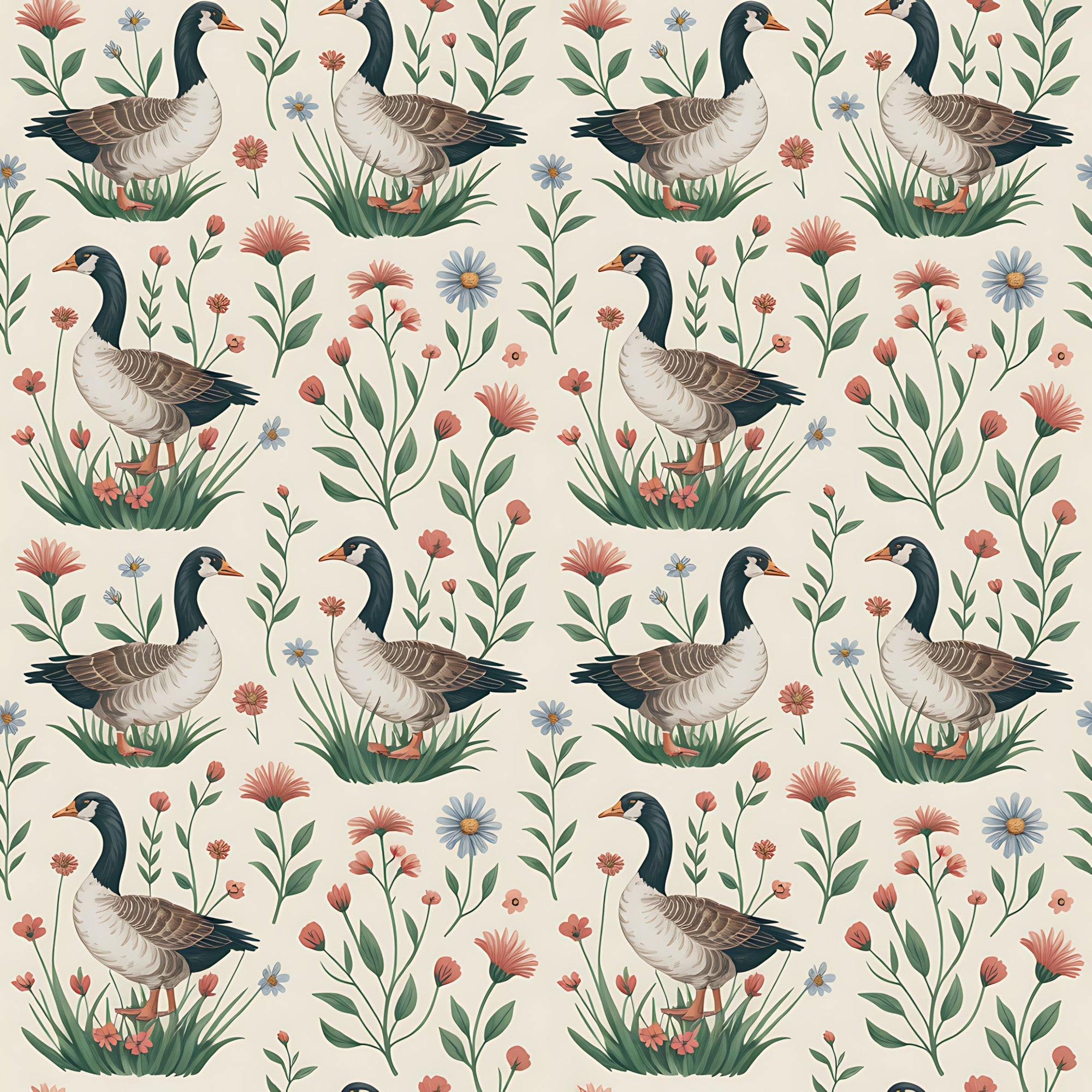 Gosling Garden Pattern 4 Minky Fabric