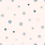 blue flowers, pale pink background, floral pattern, boho style,, fabric panel, delicate blooms, scattered flowers, soft pastels, teal accents, navy flowers, white flowers, ditsy floral, groovy design, craft fabric, sewing material, feminine pattern, spring florals, bohemian aesthetic