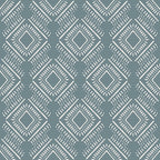sage green, dusty blue, white, geometric pattern, diamond motifs, boho design, tribal pattern, repetitive design, decorative lines, dots,, fabric panel, bohemian style, earthy tones, muted colors, intricate details, southwestern influence, ethnic pattern, crafting fabric, contemporary boho