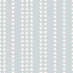 sage green, pale pink, cream, triangular pattern, geometric design, upward triangles, downward triangles, alternating triangles, minimalist pattern, modern geometric,, fabric panel, boho style, contemporary design, soft pastels, repeating motifs, craft fabric, sewing material, triangle tessellation