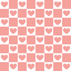 pink, coral, salmon, hearts, checkerboard pattern, alternating squares, romantic, love theme,, fabric panel, groovy style, retro, valentine's day, sweet, geometric pattern, repeating motif, crafting fabric, sewing material, pink and white