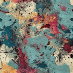 grunge texture, distressed paint, abstract pattern, teal blue, coral pink, cream beige, burgundy red, orange accents, peeling paint, weathered surface, vintage patina, rustic finish,, fabric panel, artistic splatter, cracked paint, aged effect, mixed media style, bohemian aesthetic, textured background
