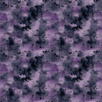 purple, lavender, navy blue, charcoal gray, watercolor, abstract splatters, grunge texture, ink blots, distressed pattern, moody aesthetic, cotton fabric, quilting panel, artistic brushstrokes, paint drips, contemporary design, seamless repeat, crafting material, modern fabric, textured background