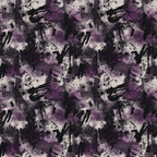 purple, black, gray, white, grunge pattern, abstract design, paint splatters, distressed texture, moody aesthetic, dark colors, artistic brushstrokes,, fabric panel, contemporary style, edgy pattern, splatter effect, textured background, modern grunge, repetitive design
