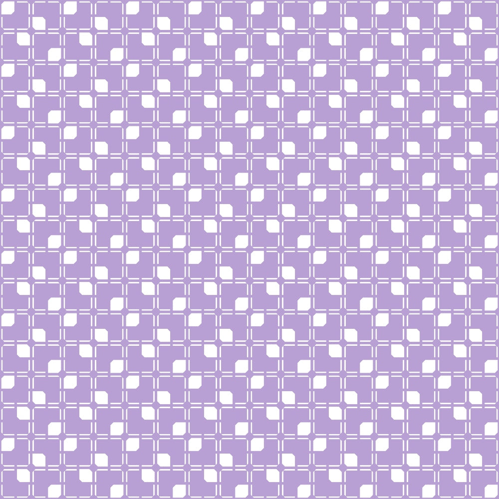 lavender purple, white, geometric pattern, interlocking squares, rounded corners, repeating motif, grid design,, fabric panel, halloween basics, modern geometric, contemporary style, crafting material, sewing fabric, coordinating print, blender pattern, tonal design, soft purple, geometric blocks