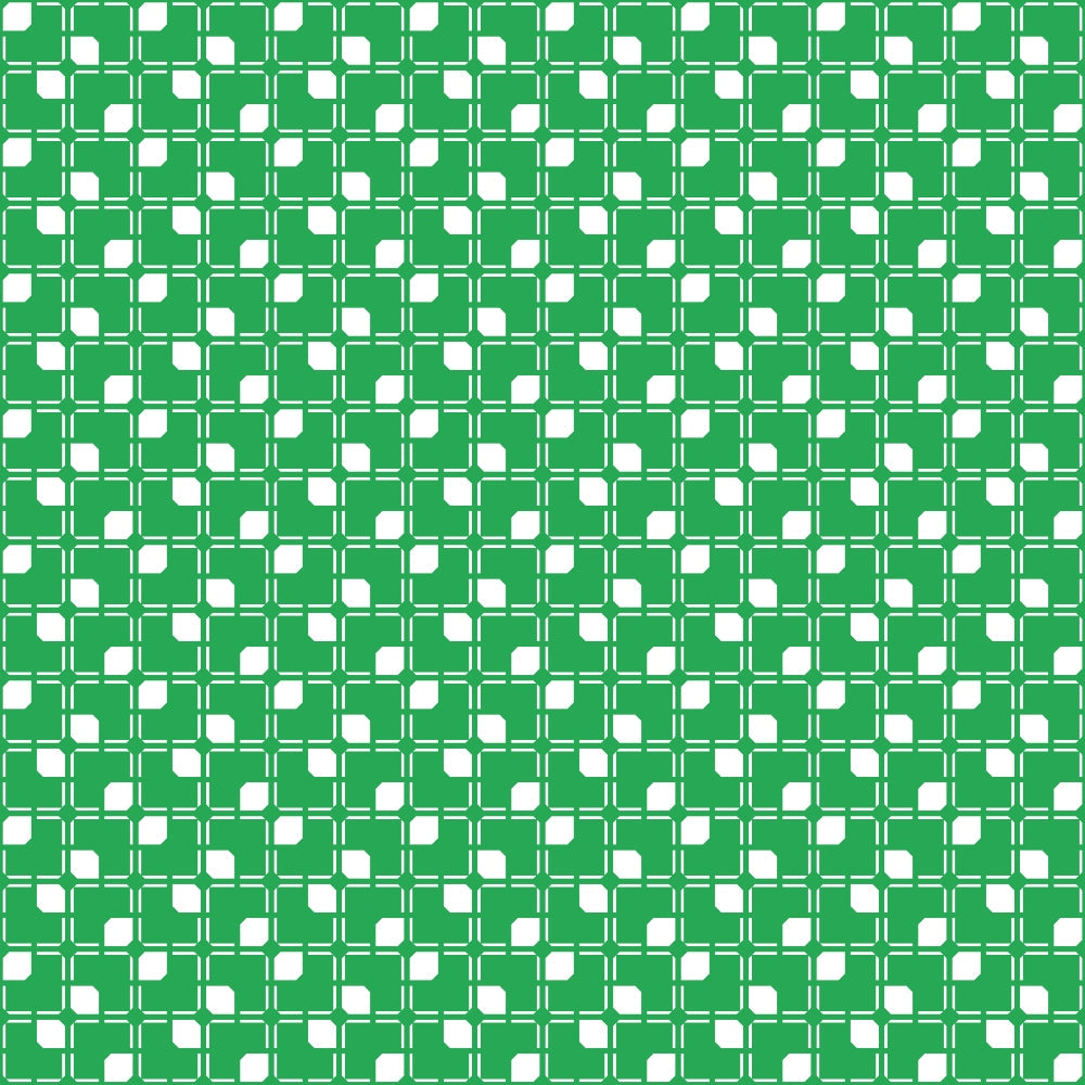 green, white, geometric pattern, squares, grid design, repeating motif,, fabric panel, halloween basics, seasonal fabric, craft fabric, sewing material, patchwork design, tessellation, retro style, mod pattern, two-tone design, angular shapes, uniform pattern, structured layout