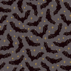 halloween fabric,, fabric panel, bats, stars, dark purple, maroon, burgundy, golden yellow, gray clouds, spooky pattern, halloween motif, bat silhouettes, starry night, gothic style, repeating pattern, seasonal fabric, october theme, nocturnal animals, mystical design
