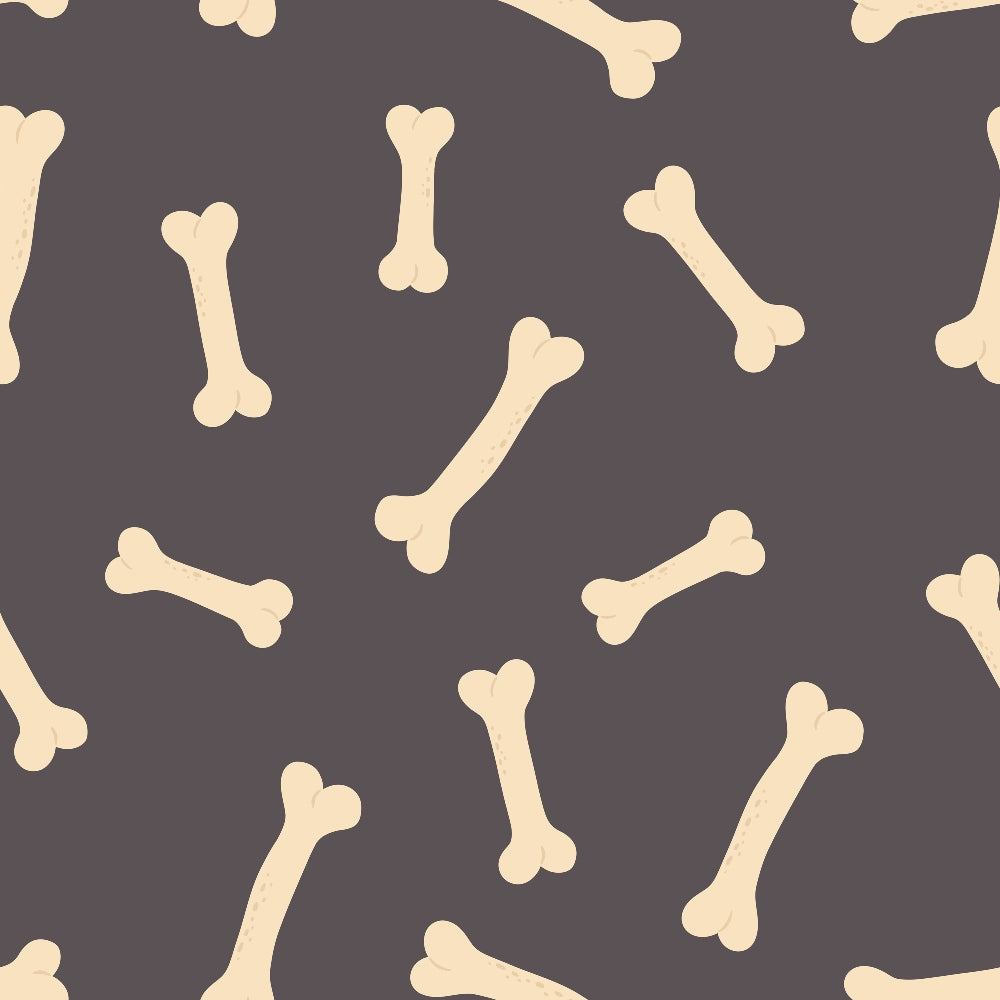 cream colored bones, bone pattern, dark gray background, charcoal background, dog bones, scattered bones, halloween theme, spooky pattern,, fabric panel, bone motifs, random placement, beige bones, gothic style, halloween decor, skeletal elements, pet theme, autumn fabric, crafting material, cotton fabric