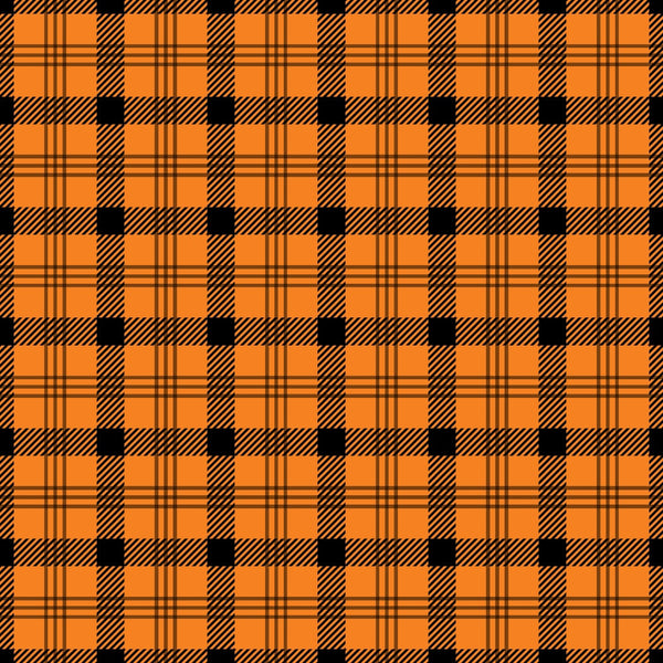 orange, black, plaid pattern, checkered design, tartan, halloween colors, autumn theme, geometric pattern,, fabric panel, seasonal fabric, fall colors, crosshatch lines, halloween plaid, orange and black checks, textile design, craft fabric, sewing material, halloween themed