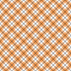 orange, white, brown, black, diagonal plaid, tartan pattern, crosshatch lines, geometric design, checkered, autumn colors, halloween themed, seasonal fabric,, fabric panel, craft material, sewing supplies, fall palette, rustic plaid, woven appearance
