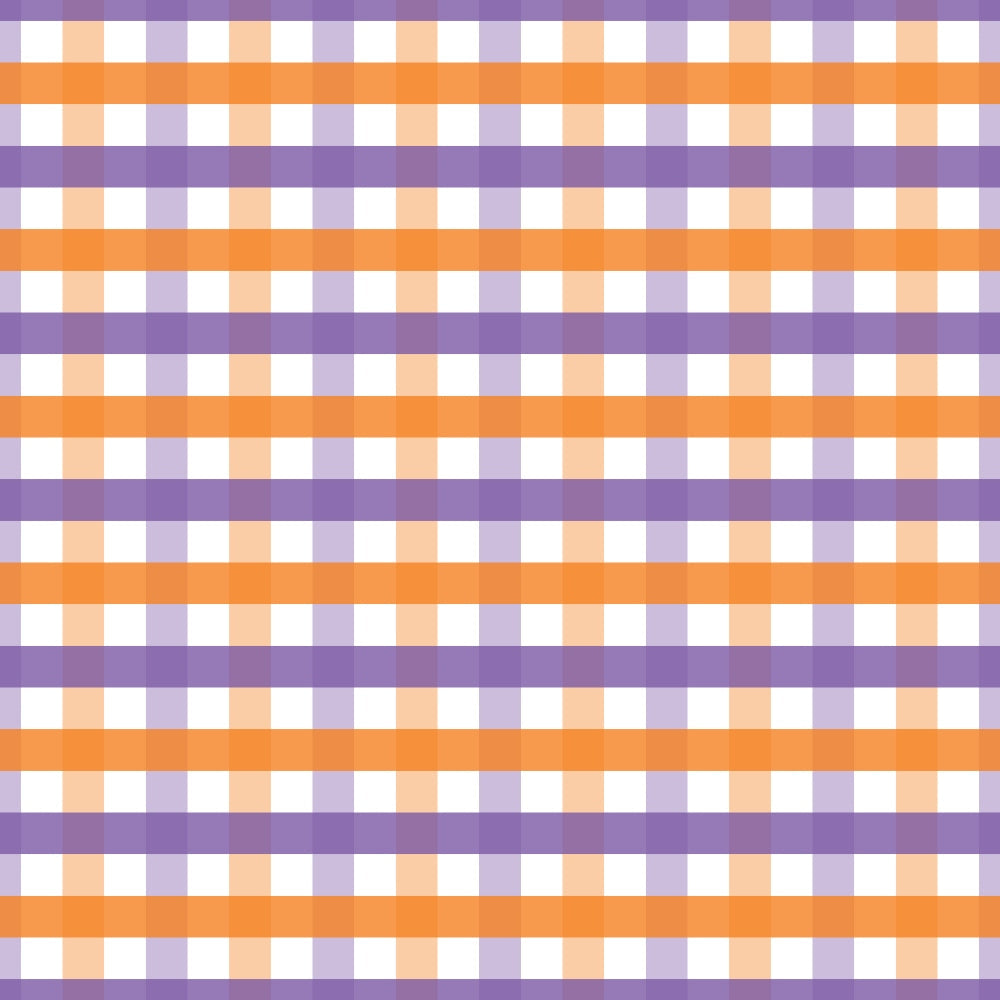 orange, purple, white, plaid pattern, gingham, checkered, halloween colors, seasonal fabric,, fabric panel, geometric design, woven pattern, autumn theme, spooky colors, halloween plaid, cotton fabric, crosshatch design, halloween seasonal, orange and purple, checkerboard pattern