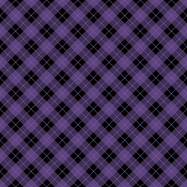 purple, black, plaid, argyle pattern, diagonal lines, checkered, halloween themed,, fabric panel, gothic colors, geometric design, crosshatch texture, seasonal fabric, autumn colors, spooky theme, craft fabric, sewing material, repeating pattern, diamond shapes