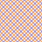 orange, purple, white, plaid pattern, diagonal stripes, gingham check,, fabric panel, halloween colors, autumn theme, geometric design, checkered pattern, seasonal fabric, craft material, sewing supplies, halloween plaid, festive colors, woven appearance