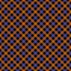 halloween plaid, diagonal plaid, orange stripes, purple stripes, black background, geometric pattern, checkered design, autumn colors, halloween theme, seasonal fabric,, fabric panel, craft fabric, diamond pattern, intersecting lines, holiday fabric, spooky colors, october colors, plaid weave, textile pattern